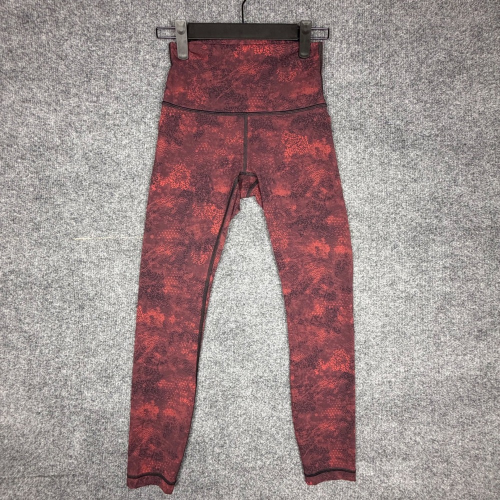 Lululemon Wunder Under High-Rise‎ Tight Leggings Red Black Patterned Yoga Pants